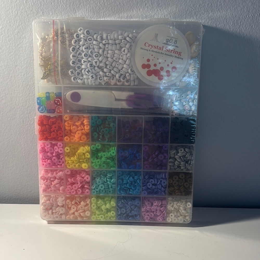Colorful Bead Organizer with Crystal String